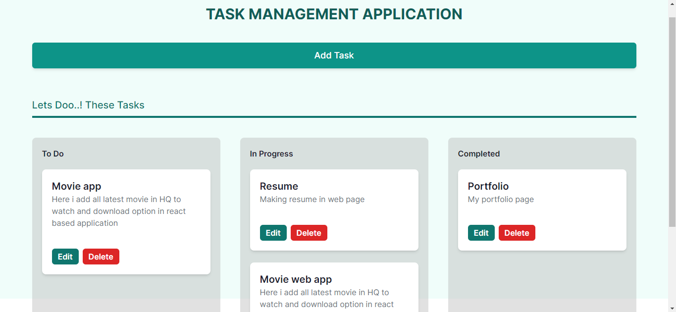Task Management Application Preview